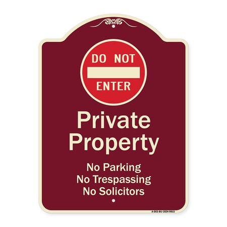Signmission Designer Series-Private Property No Parking Trespassing Or Solicitors W/ Do, 24" x 18", BU-1824-9915 A-DES-BU-1824-9915